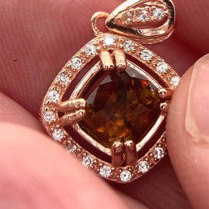Sphene 1.45ct Rose Gold Finish Solid 925 Sterling Silver Pendant